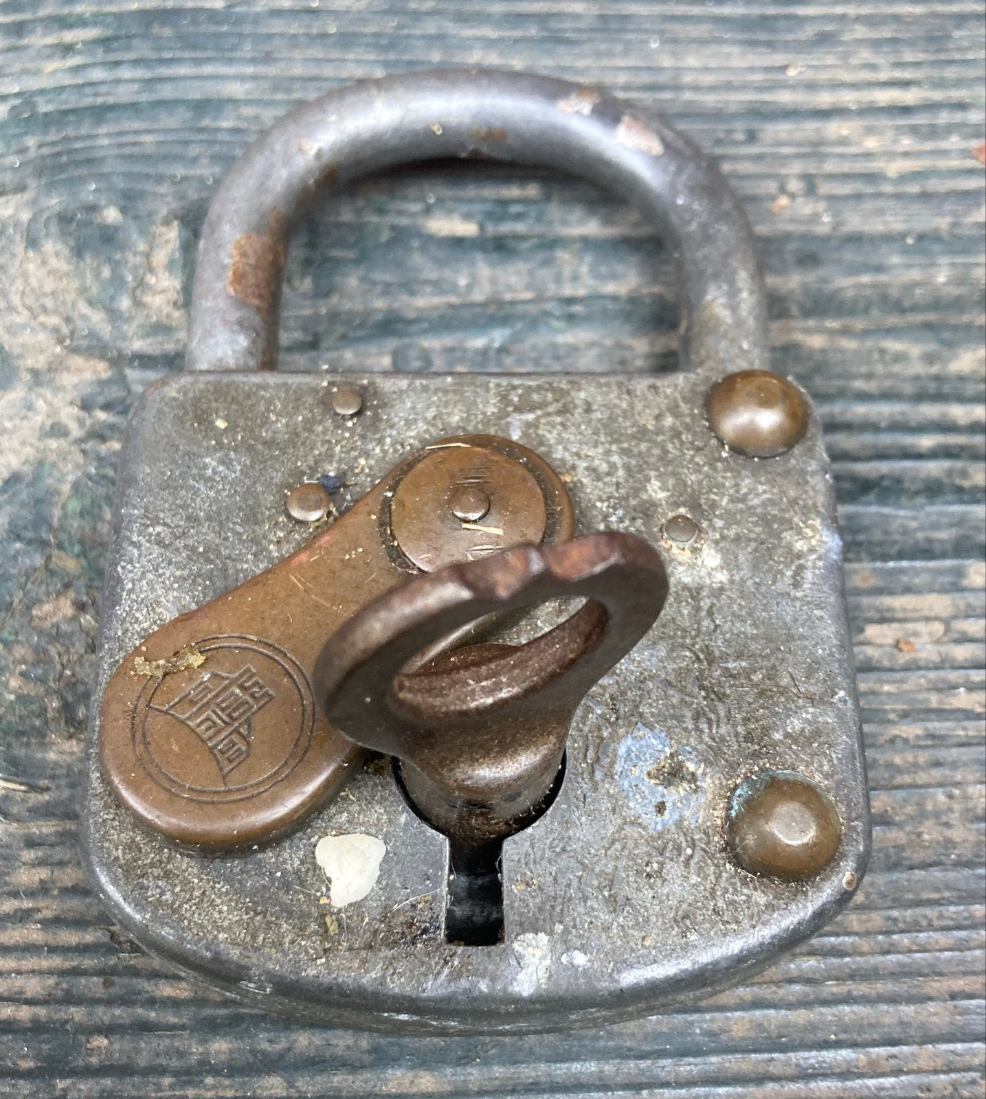 Oud Duits hangslot met sleutel - Vintage kwaliteit, Ophalen of Verzenden