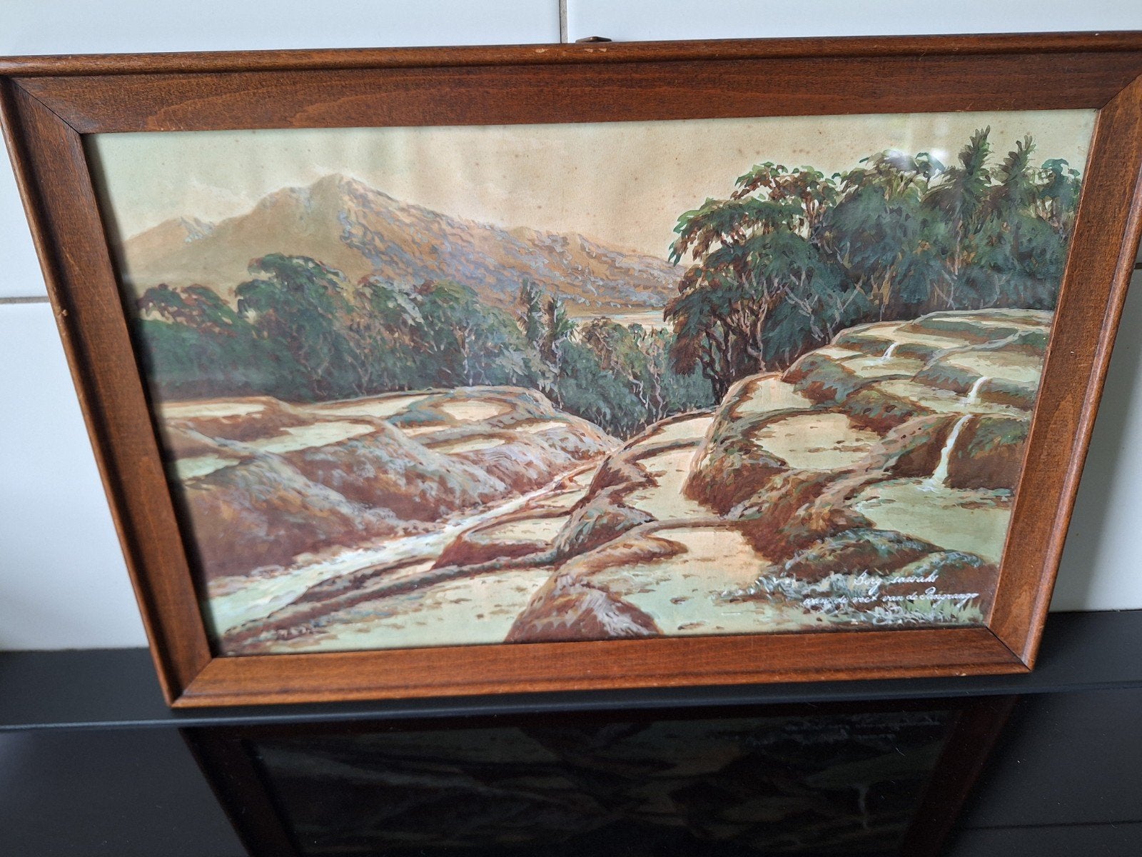 Vintage ingelijste landschapsprent 1936, Antiek en Kunst, Kunst | Schilderijen | Klassiek, Ophalen of Verzenden