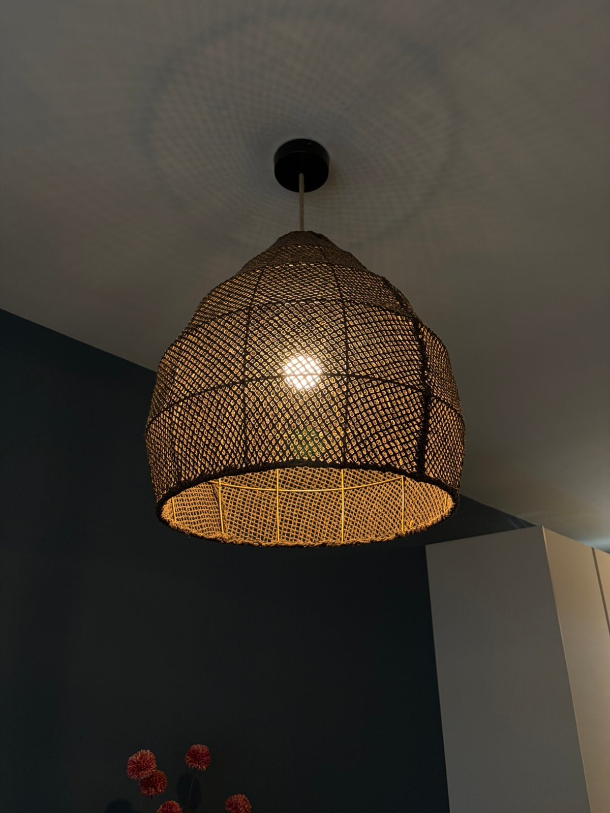 Light&Living grote gevlochten hanglamp - boho, Ophalen, Zo goed als nieuw, Boho / Ibiza, E27 (groot)