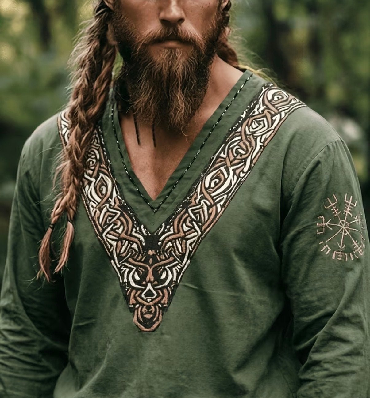 Heren overhemd met opdruk - viking stijl - maat XXL, Kleding | Heren, Ophalen of Verzenden, Zo goed als nieuw, Groen, Overige halswijdtes