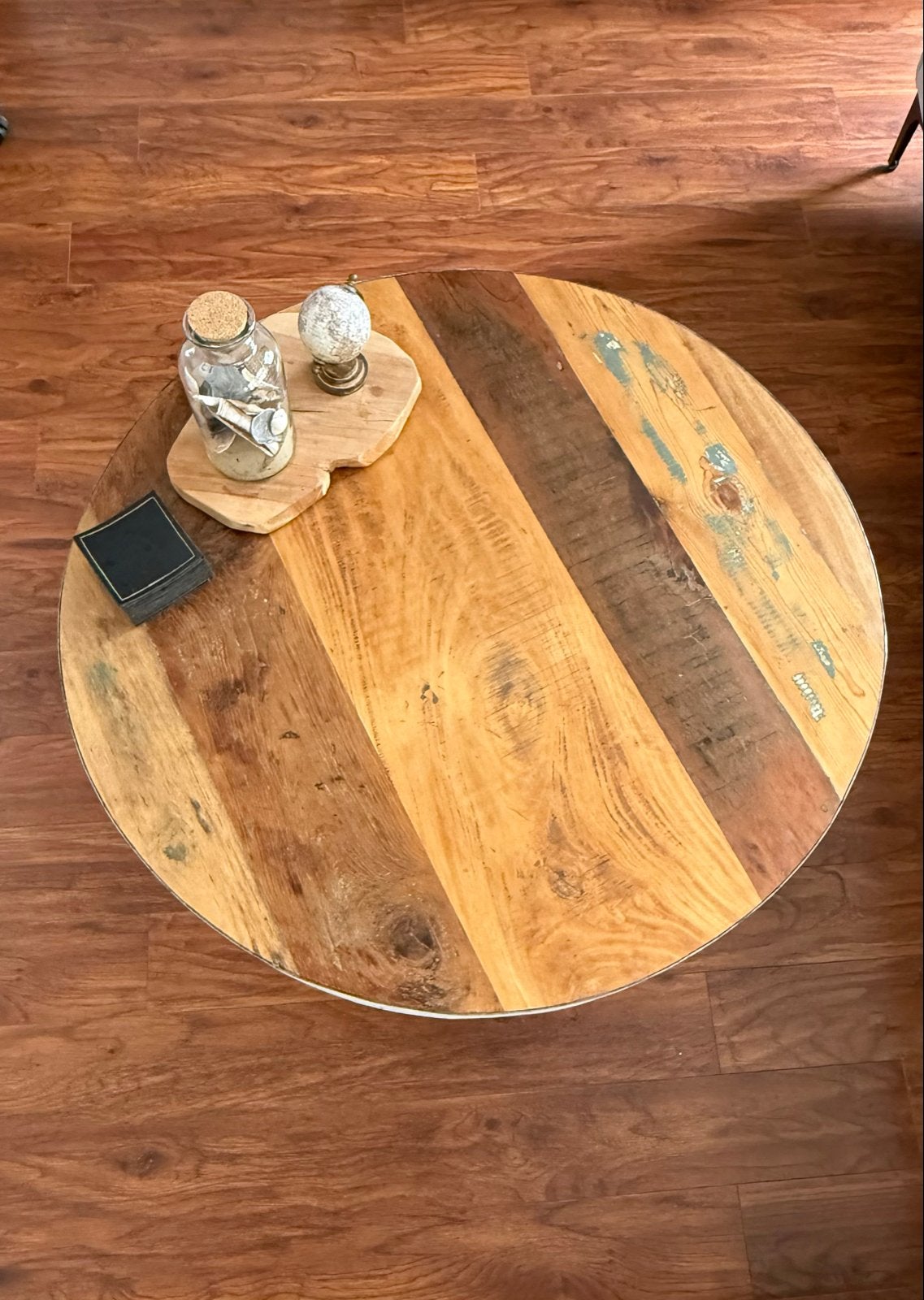 Salontafel rond - wit / hout, Ophalen, Gebruikt, Rond, 50 tot 100 cm