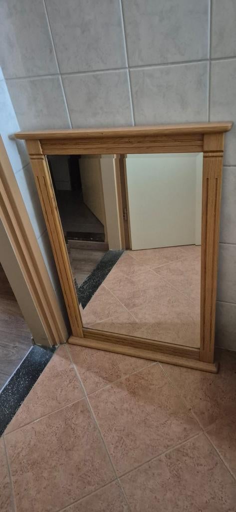 Blank eiken spiegel, Huis en Inrichting, Woonaccessoires | Spiegels, Ophalen
