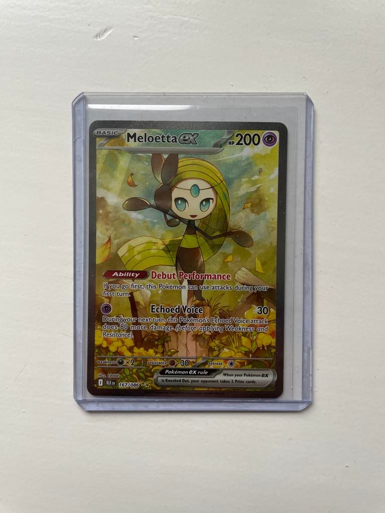 Meloetta EX Pokémon Kaart - Zeldzaam en in Topstaat!, Ophalen of Verzenden, Zo goed als nieuw, Losse kaart, Foil