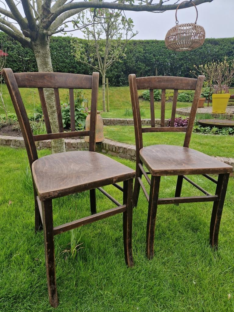 Set van 2 vintage broccante cafestoelen, Ophalen of Verzenden