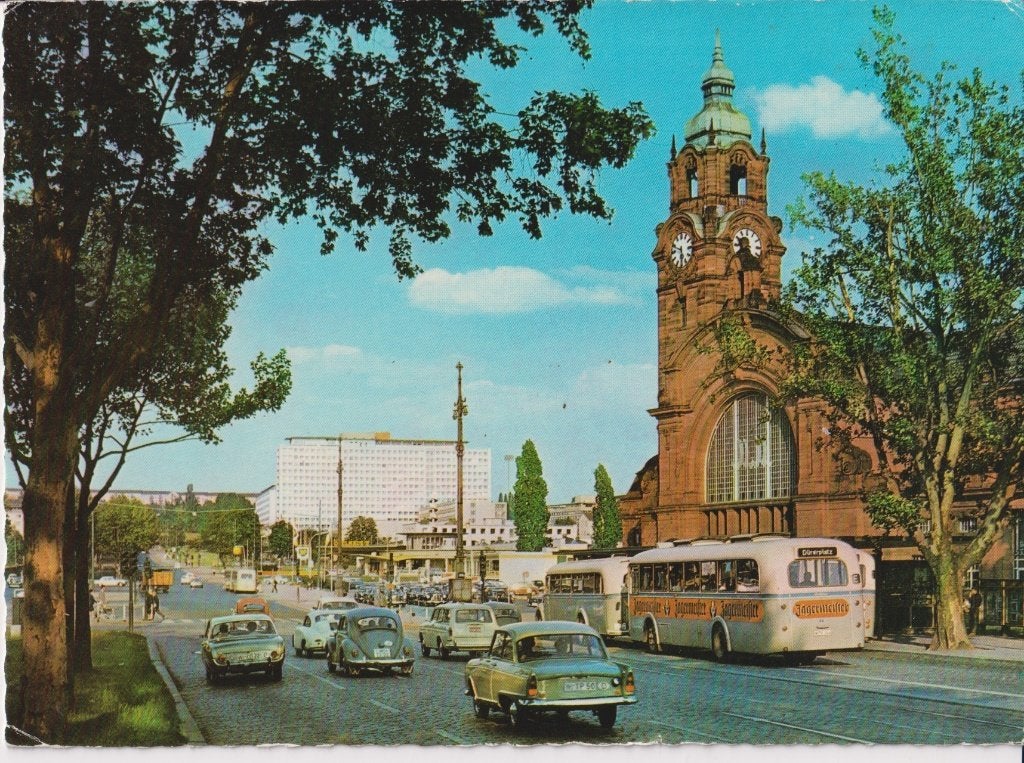 Duitsland, Wiesbaden met auto's , DKW Junior, Porsche 356, Ophalen of Verzenden, 1960 tot 1980, Ongelopen, Duitsland
