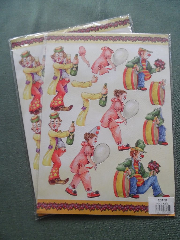 3D stansvellen clown, 2x10? vel A4., Ophalen of Verzenden, Nieuw, Overige thema's, Knipvel