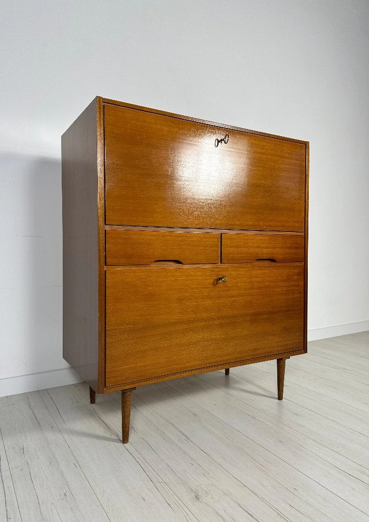 Minimalistische walnoot kast secretaire vintage jaren 60, Ophalen of Verzenden, Zo goed als nieuw, Vintage