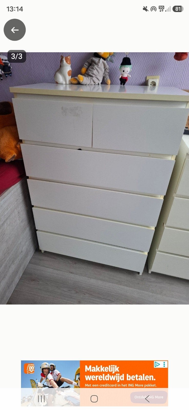 IKEA Malm ladekast met 6 laden, Huis en Inrichting, Ophalen, Gebruikt, 5 laden of meer, 100 tot 150 cm