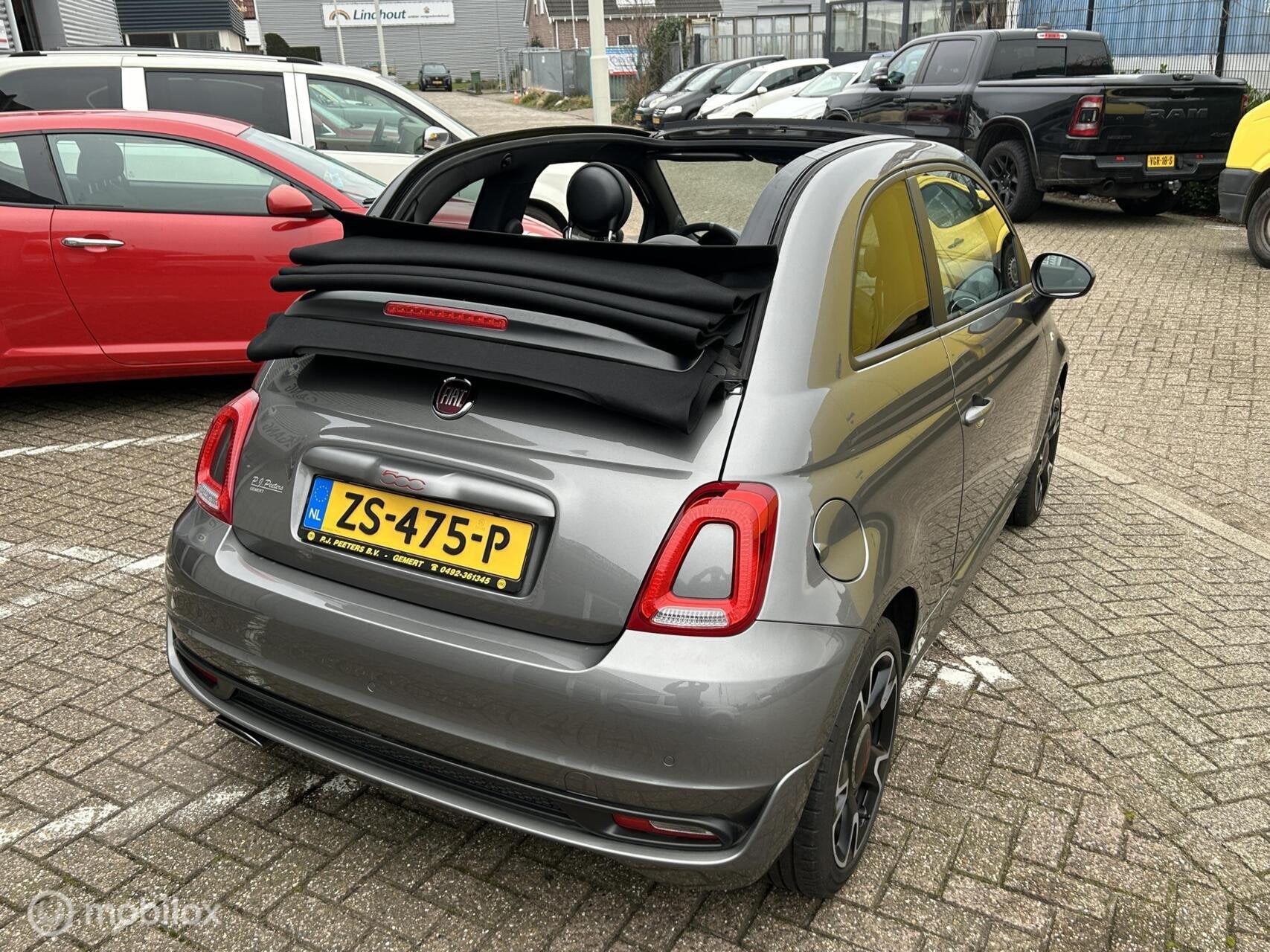 Fiat 500 Cabrio 85 PK Turbo Sport in Nieuwstaat !, Euro 6, Cabriolet, Leder en Stof, Origineel Nederlands