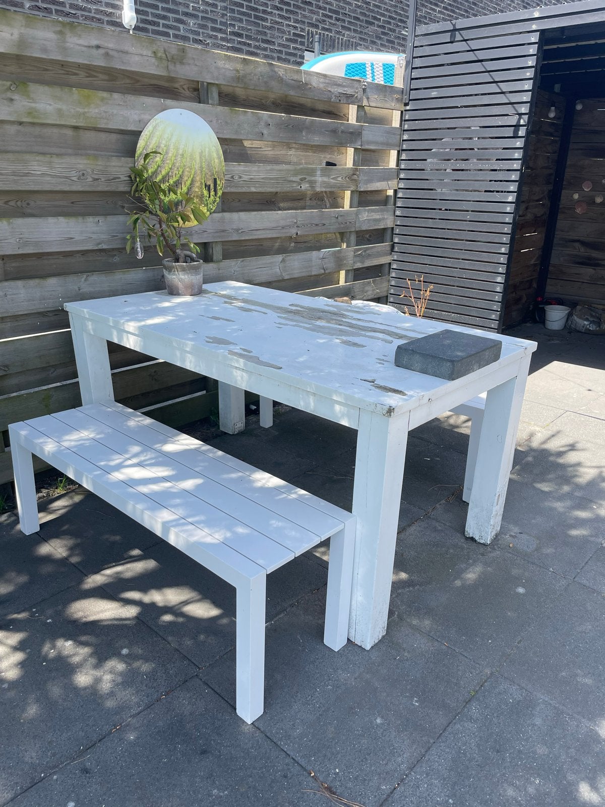 Teak tafel 90x160 cm (poten kunnen los), Ophalen, Gebruikt, Teakhout, 50 tot 100 cm