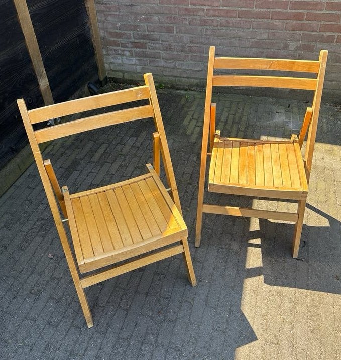 2x Houten Klapstoelen, Huis en Inrichting, Stoelen, Ophalen, Gebruikt, Twee, Overige kleuren