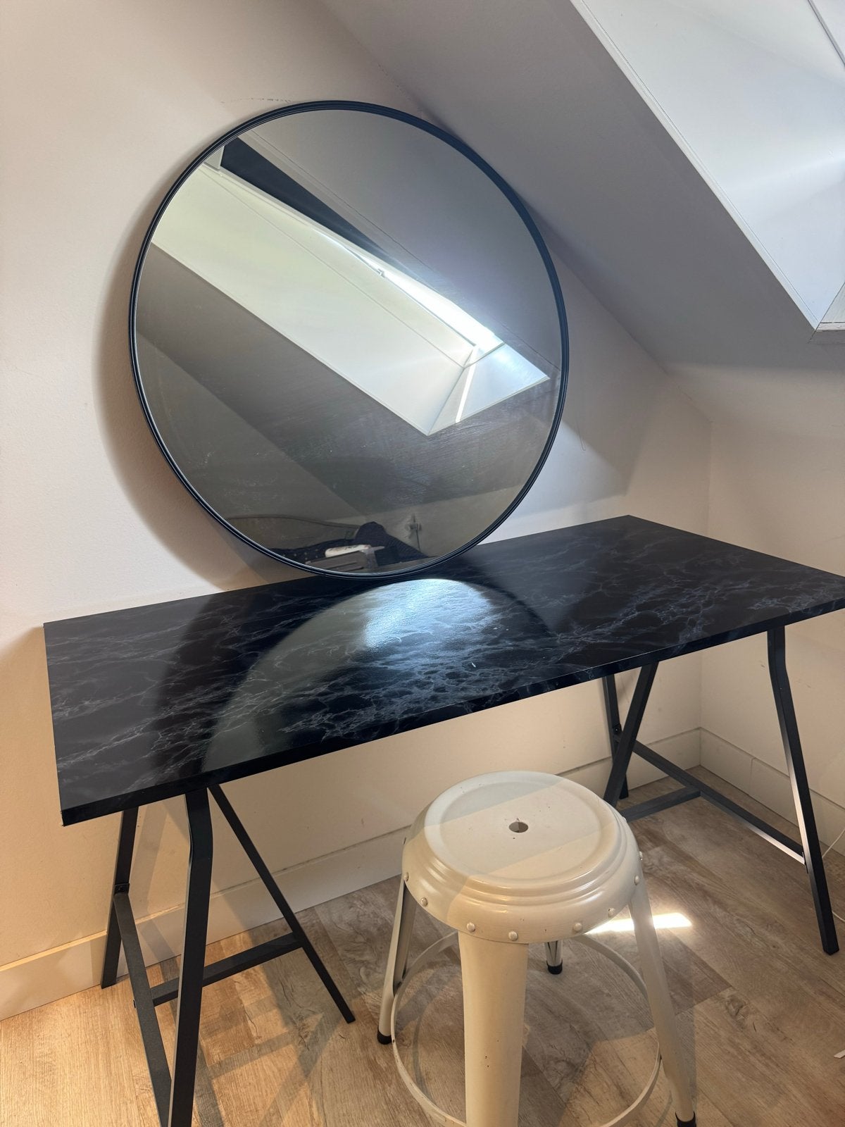 Bureau/make-up tafel marmer blad, Ophalen, Zwart, 120 cm, Schoolbureau