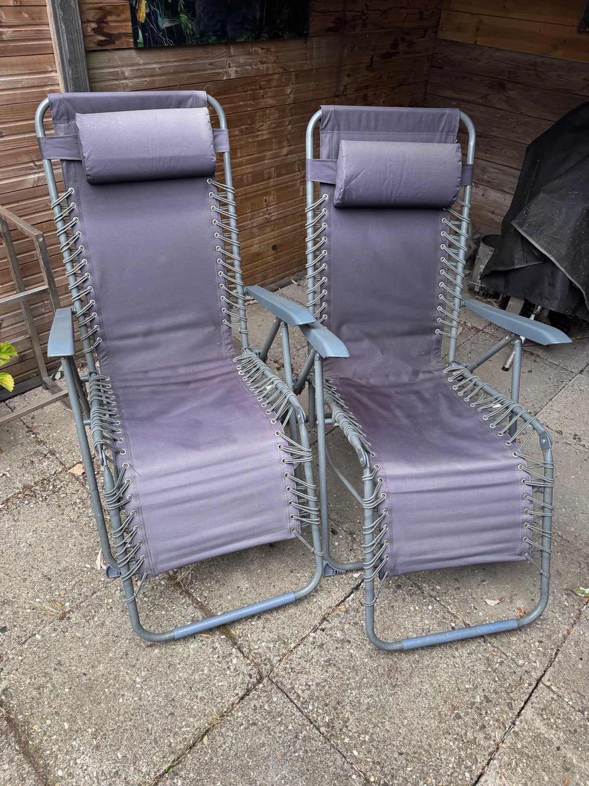 Twee gebruikte tuinstoelen, comfortabel en verstelbaar, Ophalen, Gebruikt, Metaal, Verstelbaar