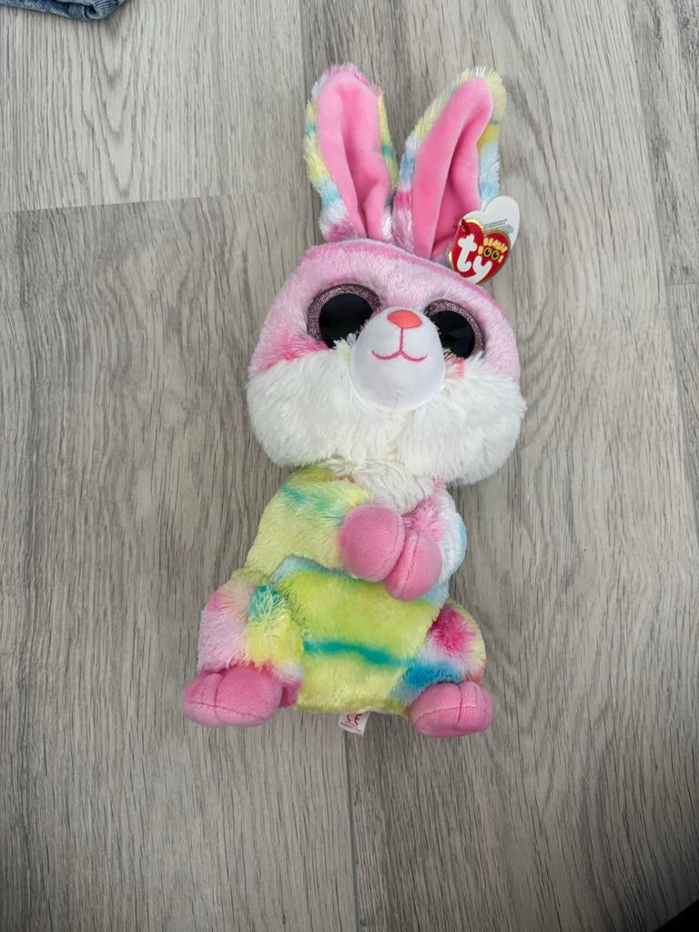Ty Beanie Boo Konijn Knuffel - Roze/Meerkleurig, Ophalen, Konijn, Middelgroot (20 tot 80 cm), Roze