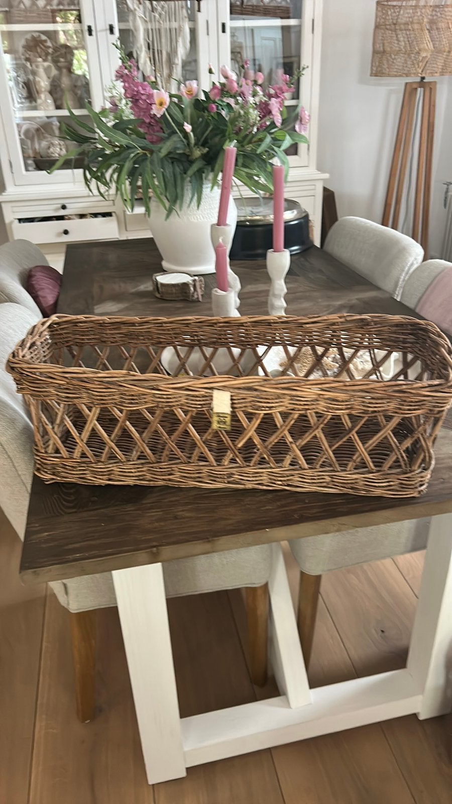 Riviera maison rattan opberg/planten mand, 50 tot 100 cm, Rond, Ophalen of Verzenden, Zo goed als nieuw