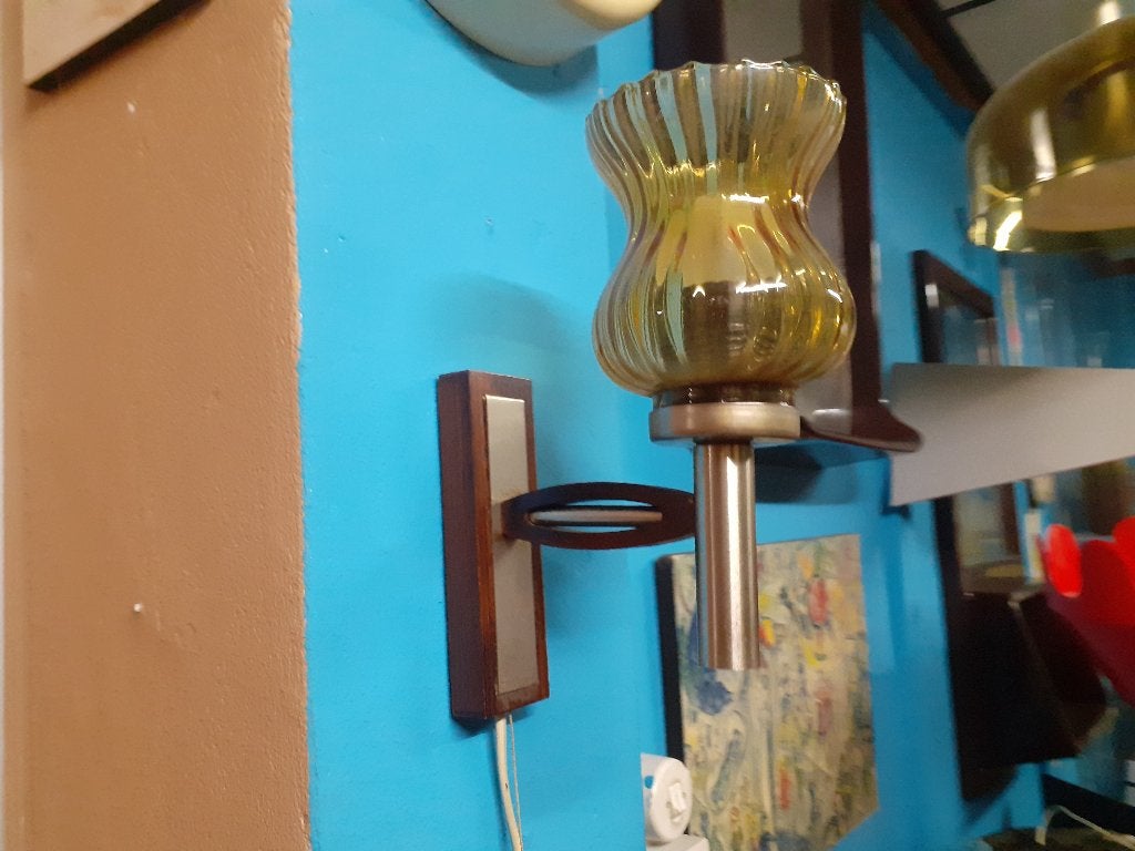 Deens design jaren 60 70 retro wandlamp hout glas, Ophalen of Verzenden, Huis en Inrichting