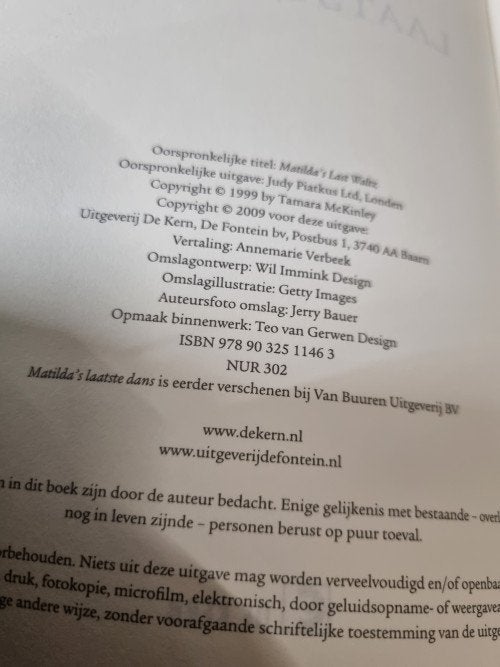 boek matilda's laaste dans tamara mckinley, Boeken, Ophalen of Verzenden
