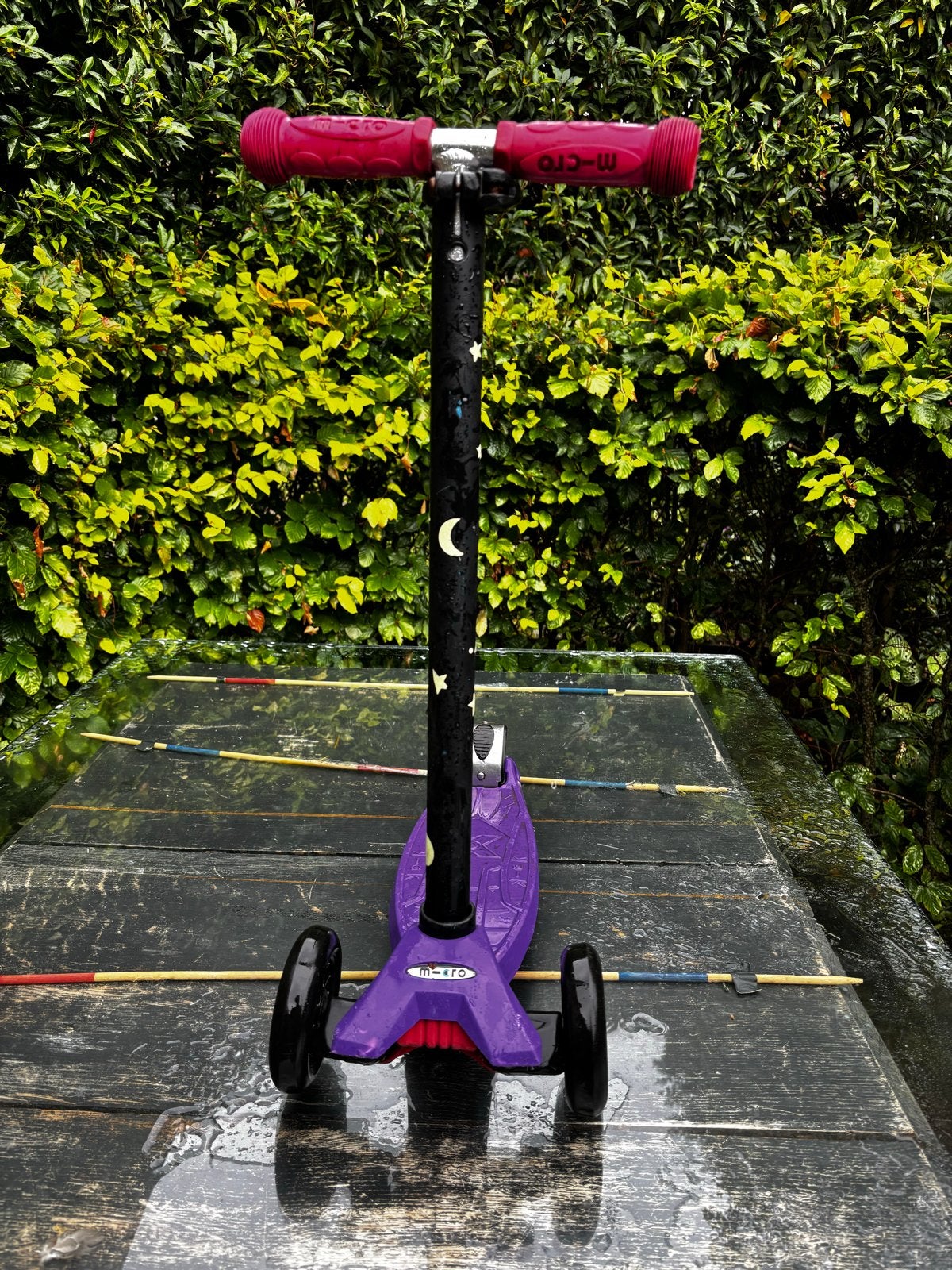 Micro step paars met sterren en roze handvatten, Ophalen, Gebruikt, Gewone step