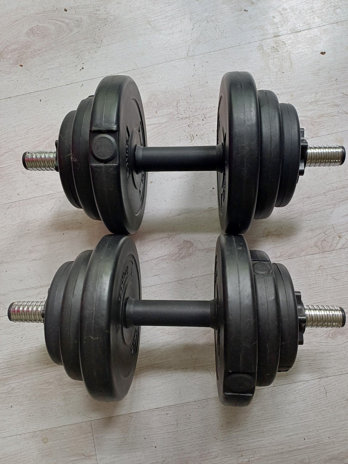 2 Haltergewichten 10 kg per stuk, Sport en Fitness, Fitnessmaterialen, Ophalen, Gebruikt, Rug, Dumbbell