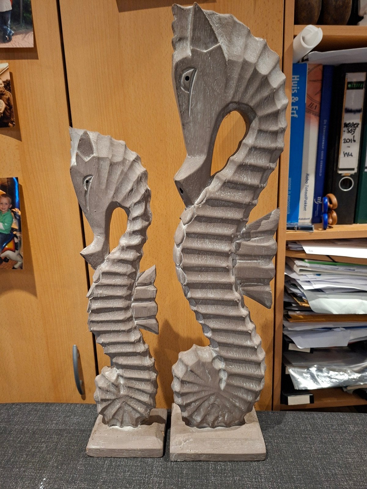 Decoratieve Zeepaard Beelden - Set van 2, Hout, Overige stijlen, Ophalen of Verzenden, Zo goed als nieuw