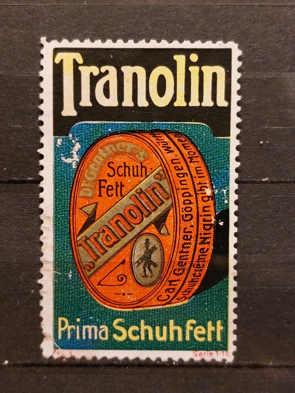 Duitse cinderella sluitzegel Tranolin schoenvet reclame, Ophalen of Verzenden, Duitse Keizerrijk, Postfris