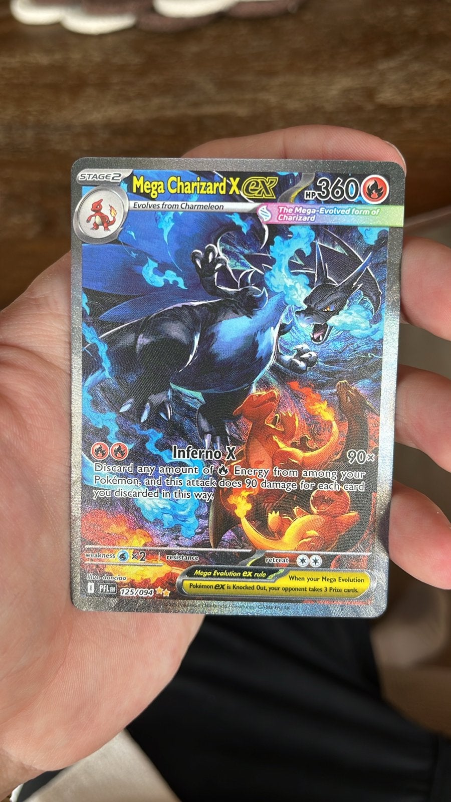 Mega Charizard X EX Pokémon kaart 125/108, Ophalen of Verzenden, Zo goed als nieuw, Losse kaart, Foil