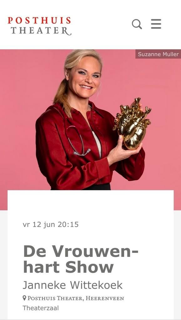 2x Theatertickets Janneke Wittekoek, "de vrouwenhart show", Tickets en Kaartjes, Twee personen