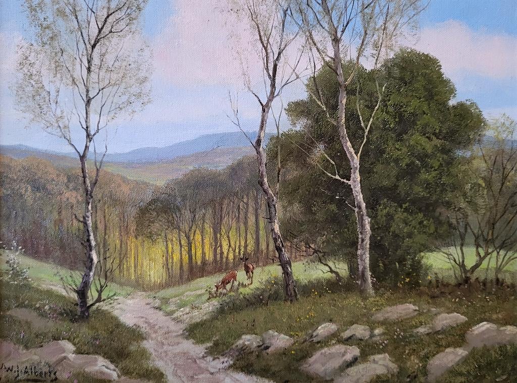 W.J. Alberts, 30x40cm doekmaat, incl. bladg. lijst, 350,- eu, Ophalen of Verzenden