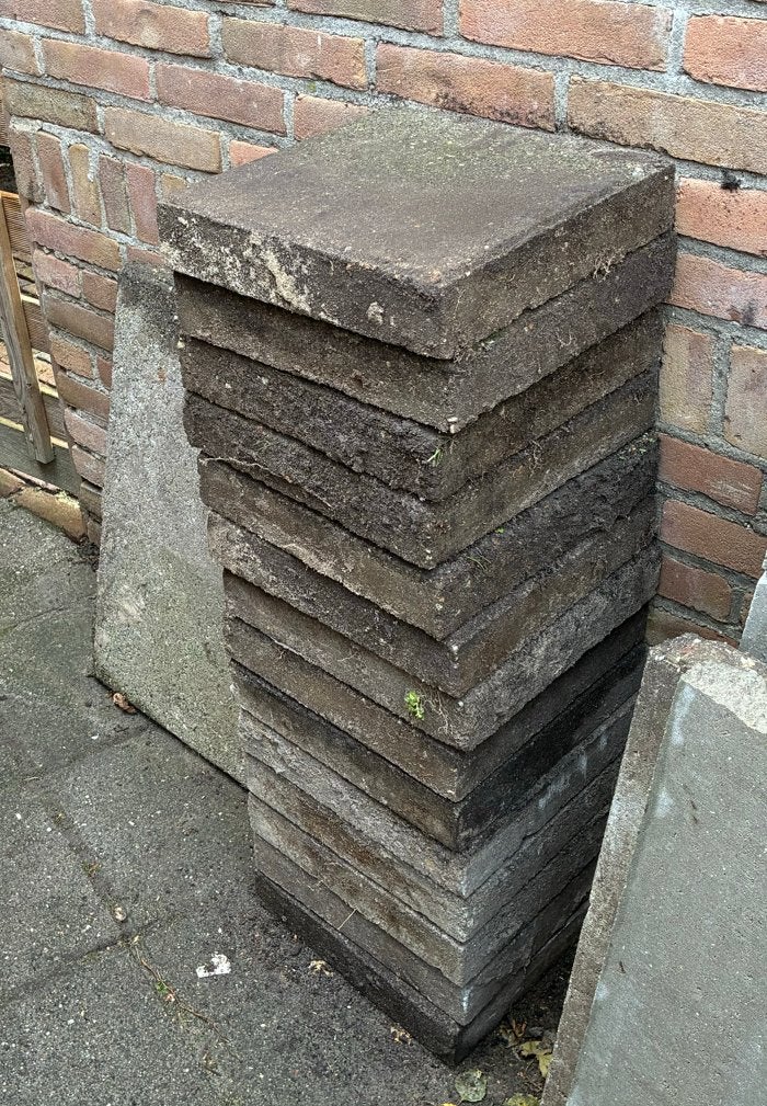 Stoeptegels,grote tegels en opsluitbanden., Gebruikt, Klinkers, Ophalen of Verzenden, 10 m² of meer