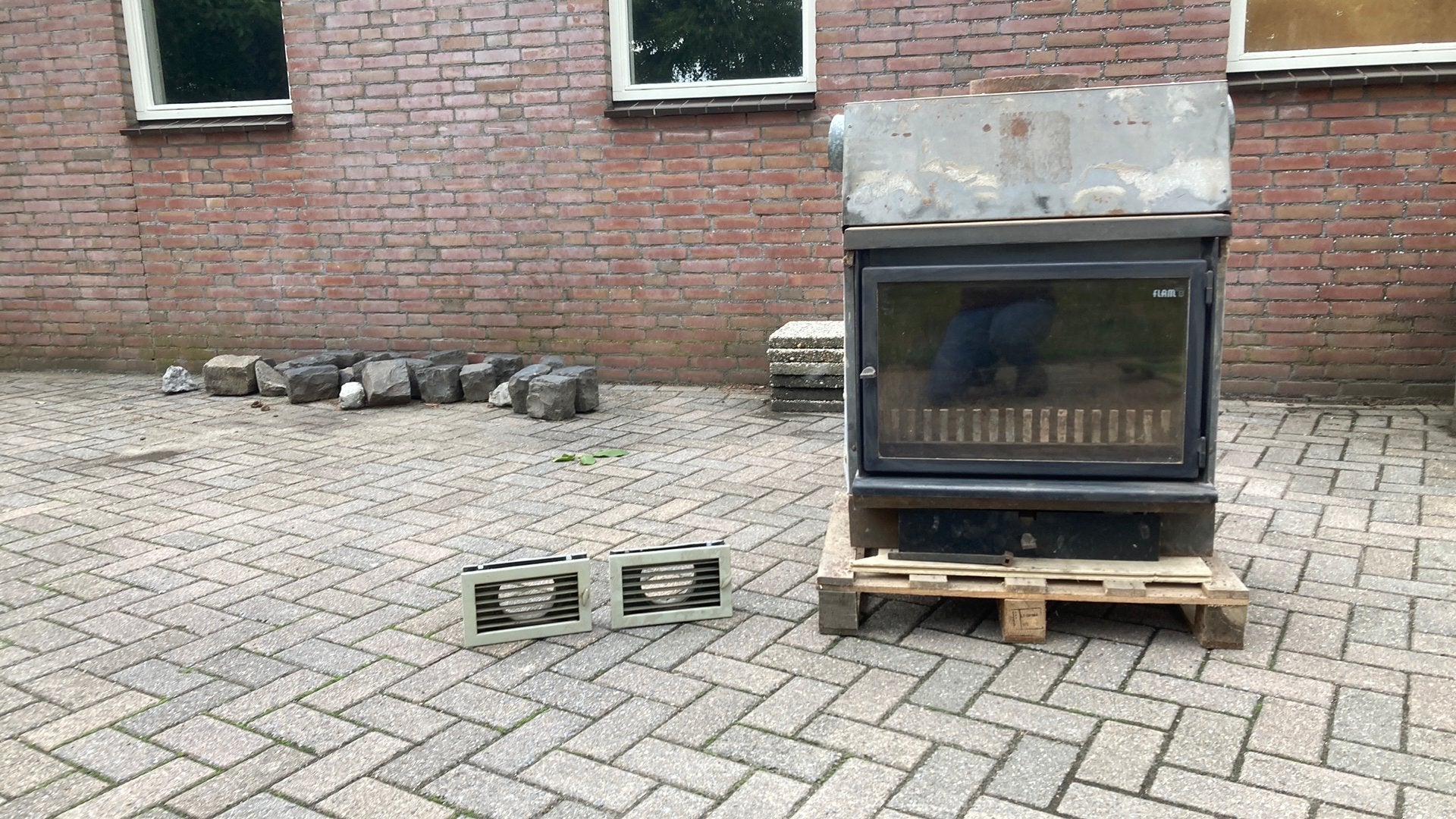 Flam inbouw houtkachel, Ophalen, Gebruikt, Inbouwhaard, Houthaard