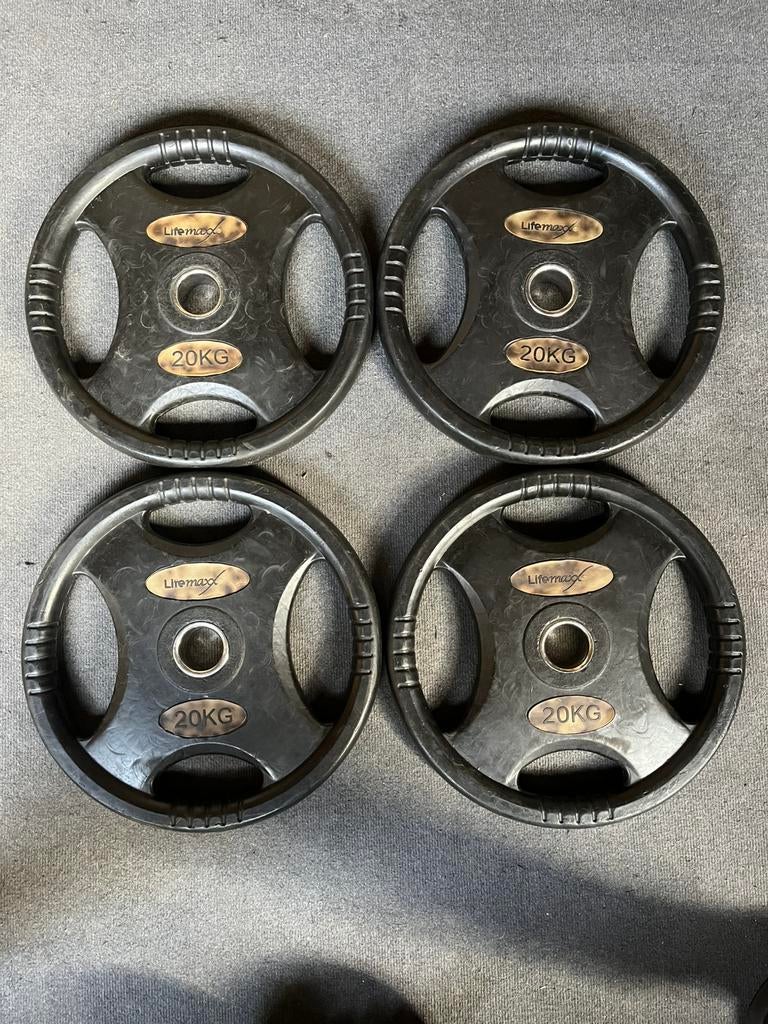Lifemaxx rubberen olympische halterschijven set 4x20 KG, Ophalen, Gebruikt, Halterschijven