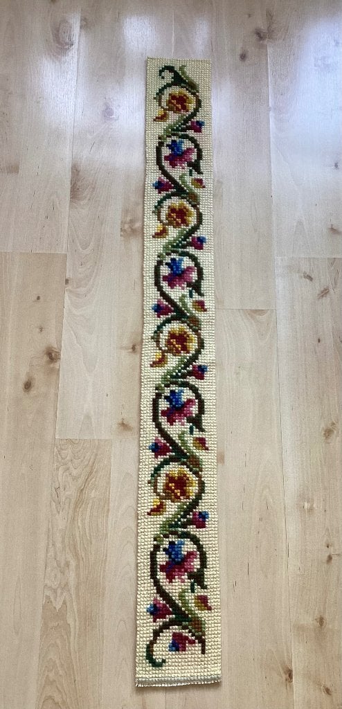 Borduurwerk, wol, schellekoord, bloemen, vintage, Hobby en Vrije tijd, Ophalen, Gebruikt, Handborduren, Overige typen