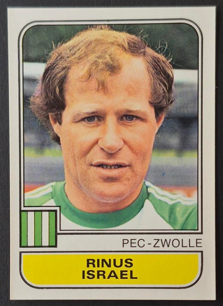 Panini sticker Rinus Israel - PEC Zwolle, 1981/1982, Ophalen of Verzenden, Zo goed als nieuw, Overige binnenlandse clubs, Poster, Plaatje of Sticker
