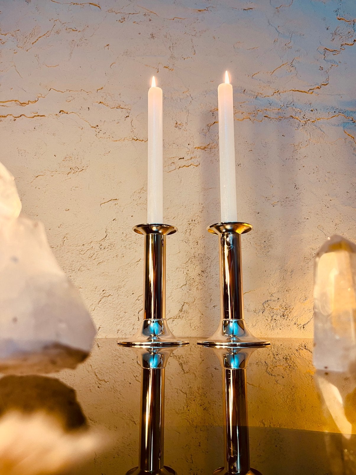Design Fink kandelaars “verzilverd” set, Ophalen of Verzenden, Zilver
