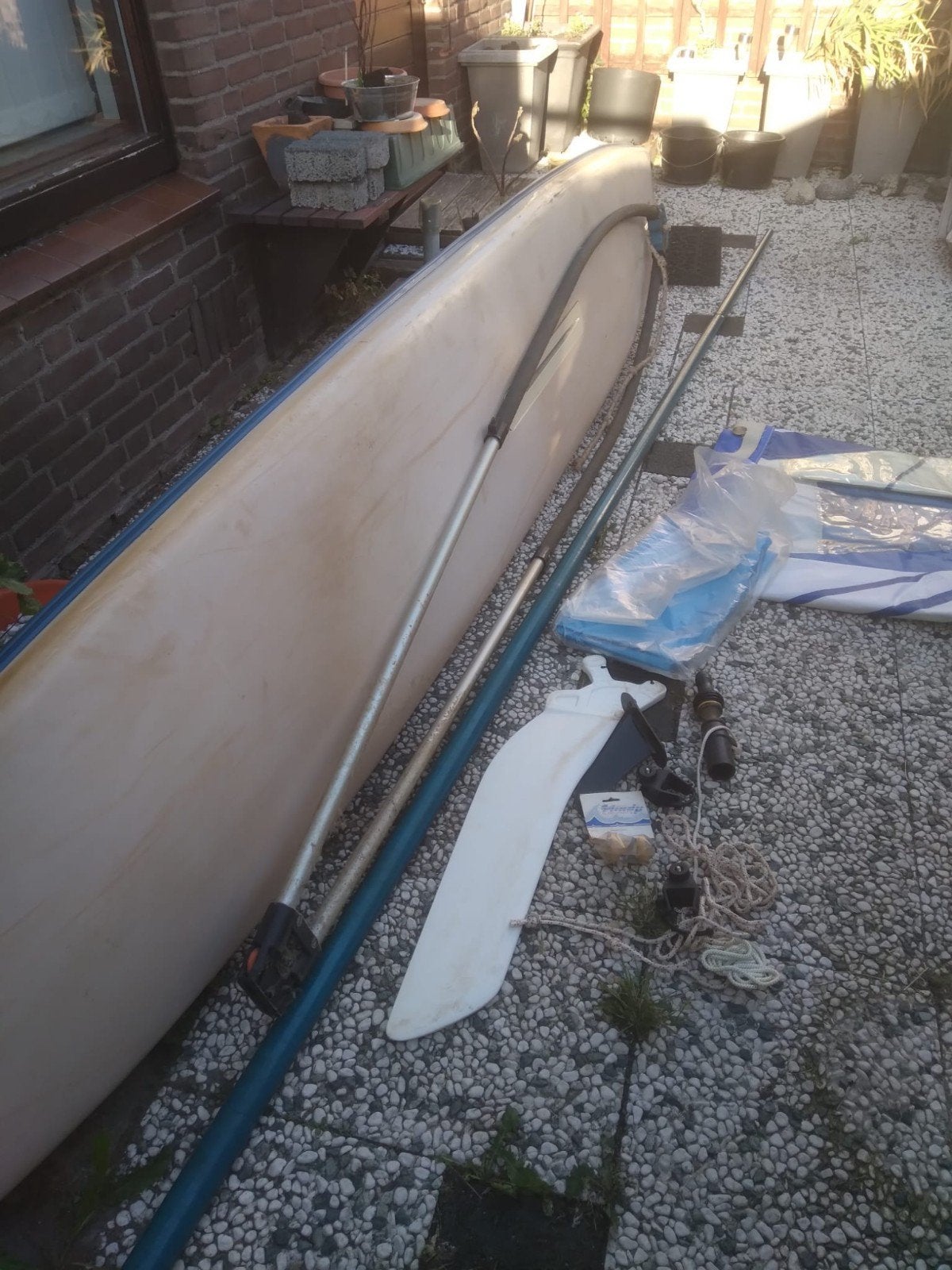 Complete windsurfset Favorite met zeil en zwaard, Overige merken, Gebruikt, 300 cm of meer, Ophalen of Verzenden