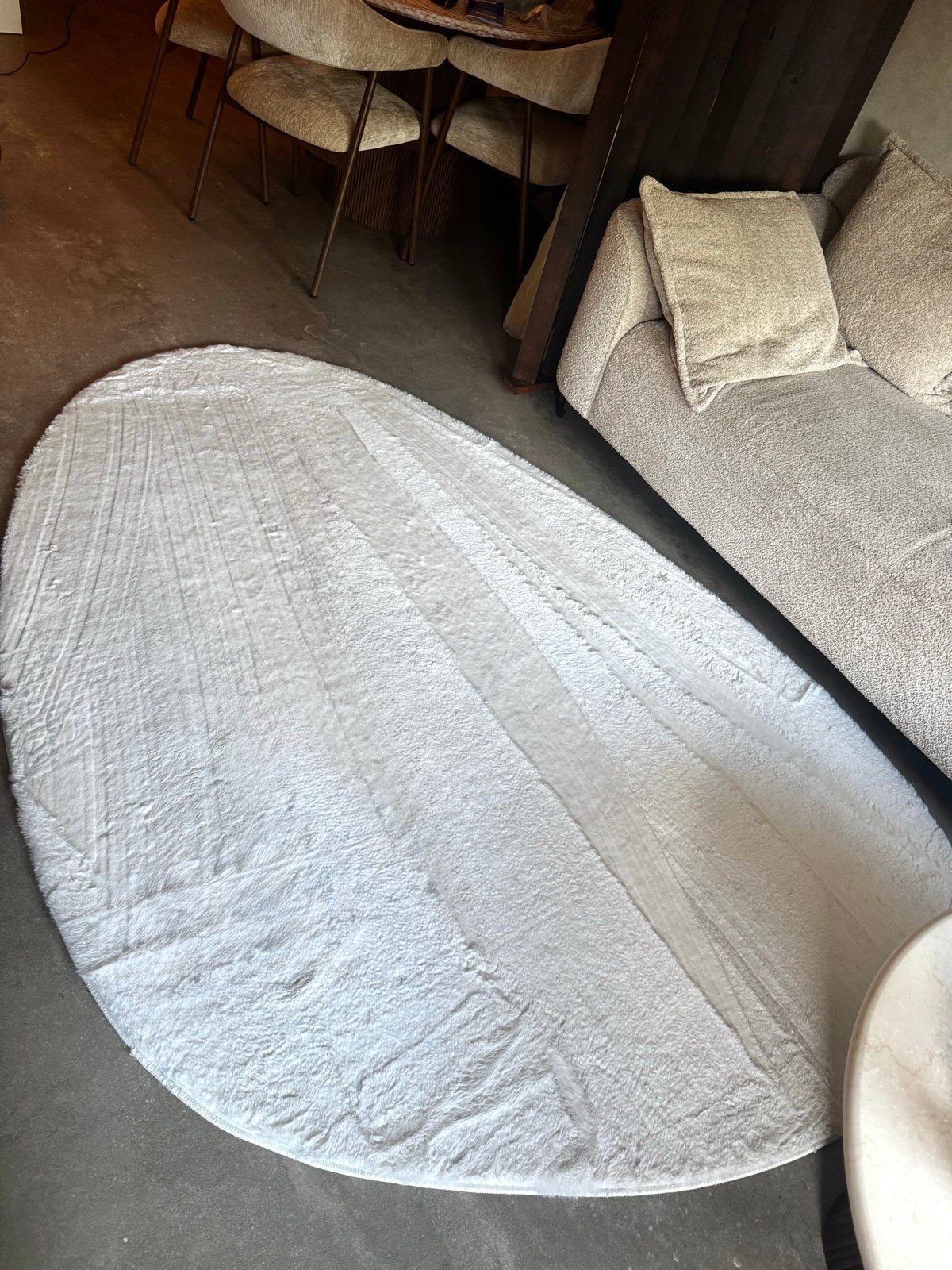 Wit organisch vloerkleed - Zo goed als nieuw, Huis en Inrichting, Ophalen, 100 tot 150 cm, Wit, Zo goed als nieuw
