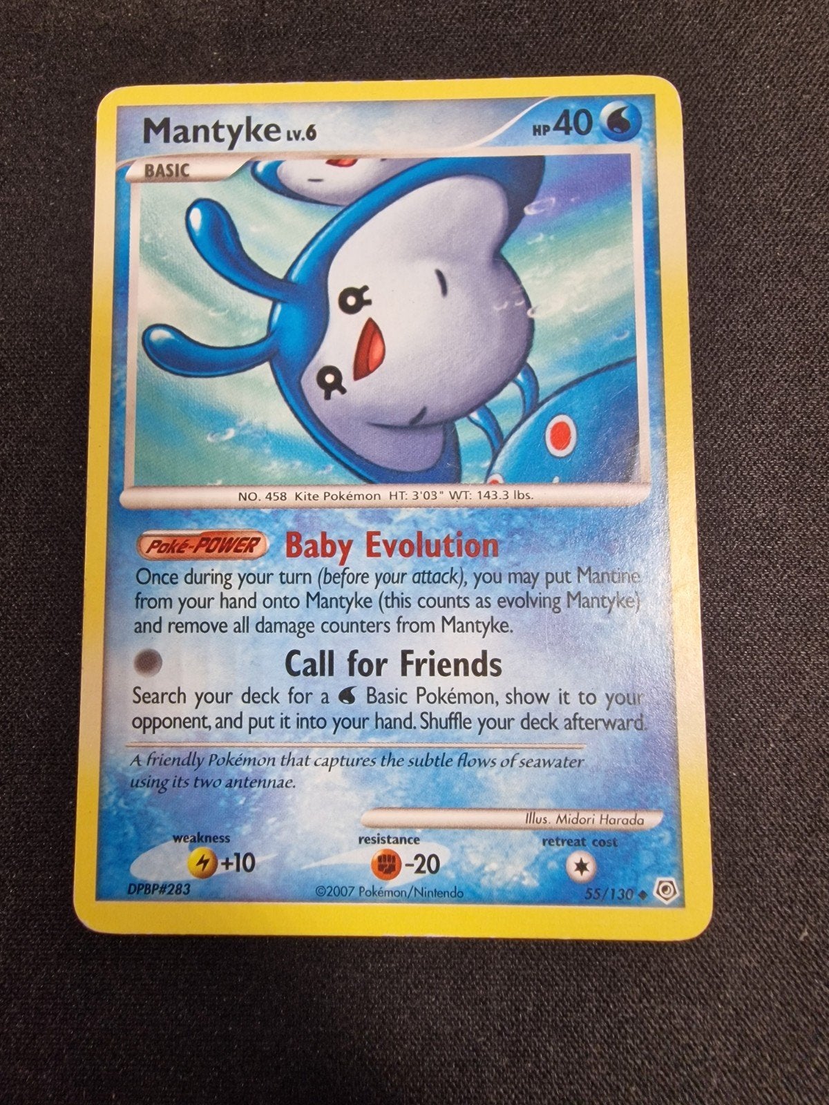 Mantyke Pokémon Kaart LV.6 DPBP#283 2007, Verzenden, Gebruikt, Losse kaart