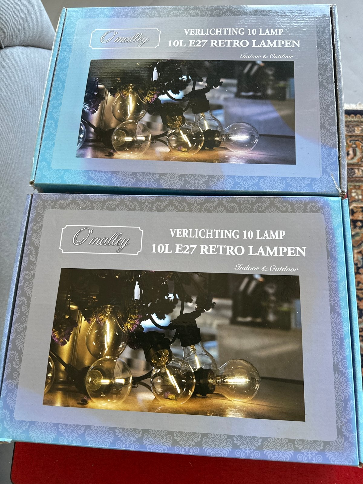 O'Malley Retro Lichtslinger E27 - 10 Lampen (Indoor/Outdoor), Overige merken, Kunststof, Zwart, Zo goed als nieuw