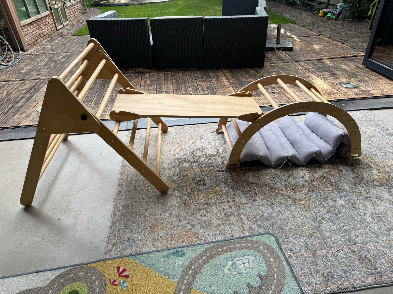 Houten klimrek met glijbaan, Ophalen, Zo goed als nieuw, Glijbaan