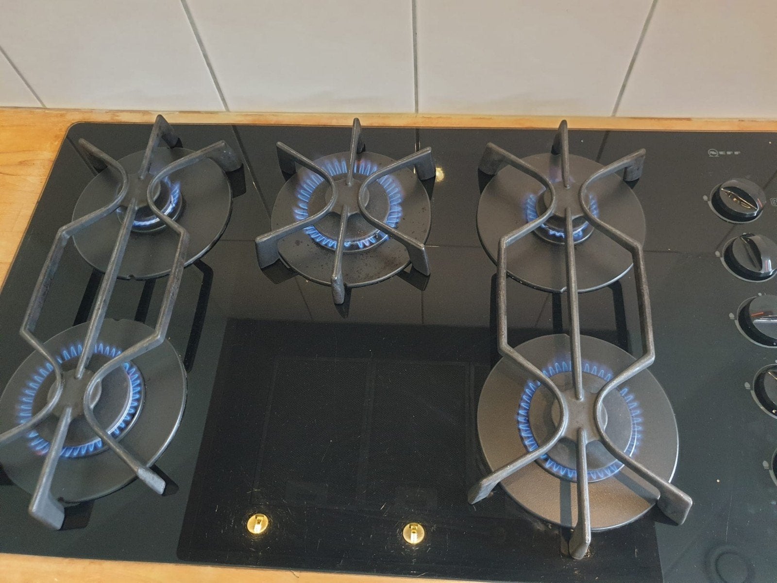 Neff Inbouw Gasfornuis - Zwart Glas 5 Pitten, Witgoed en Apparatuur, Gebruikt, Ophalen of Verzenden, Inbouw, Gas