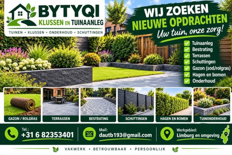 Klussen en Tuinaanleg – Nieuwe opdrachten gezocht, Ophalen of Verzenden, Zo goed als nieuw, 20 m² of meer