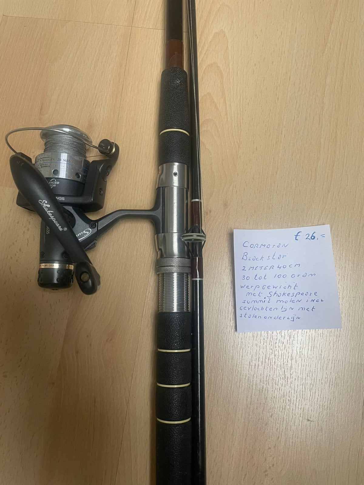 Cormoran werphengel met molen, Ophalen, Gebruikt, Complete hengel