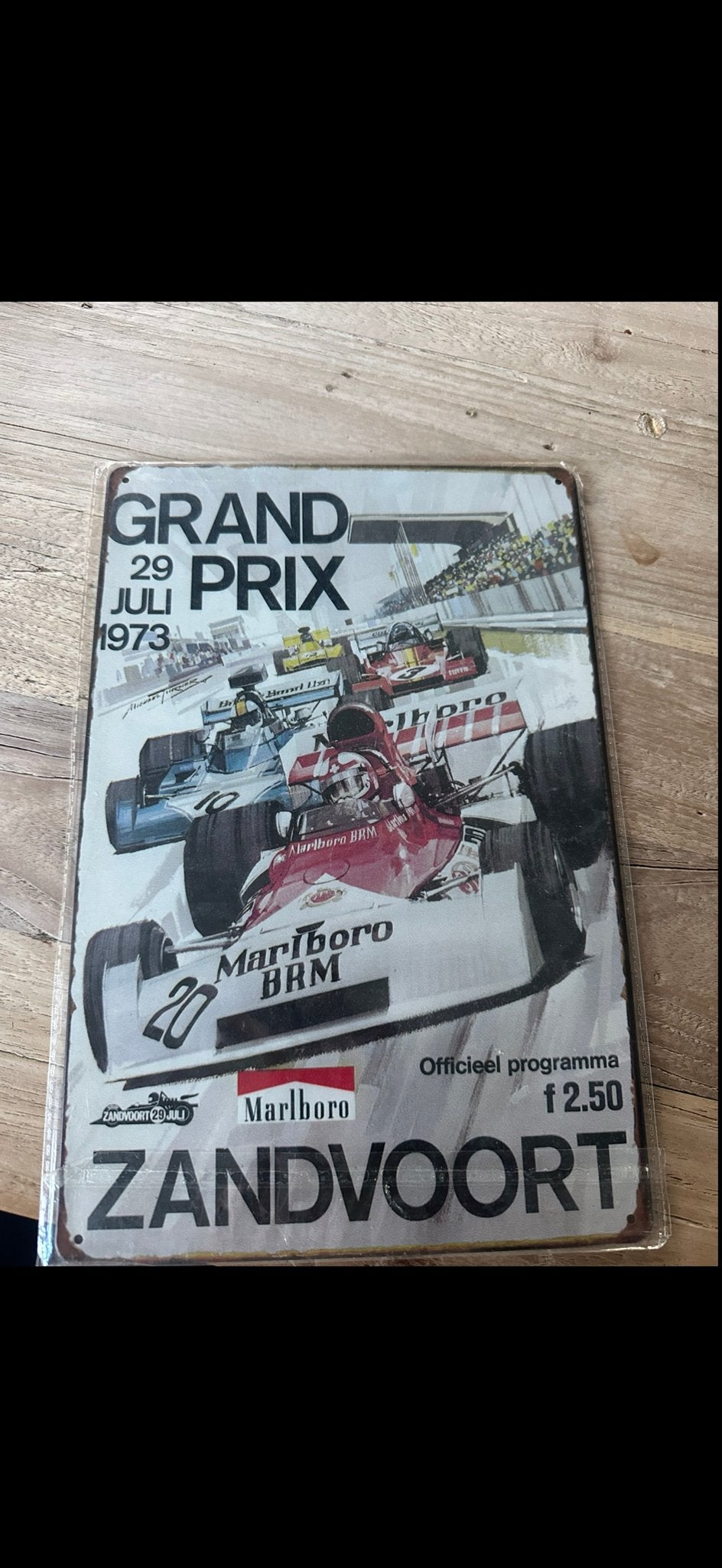 Nieuw Grand Prix Zandvoort 1973 Marlboro BRM wandbord, Metaal, Nieuw, Ophalen of Verzenden, Reclamebord