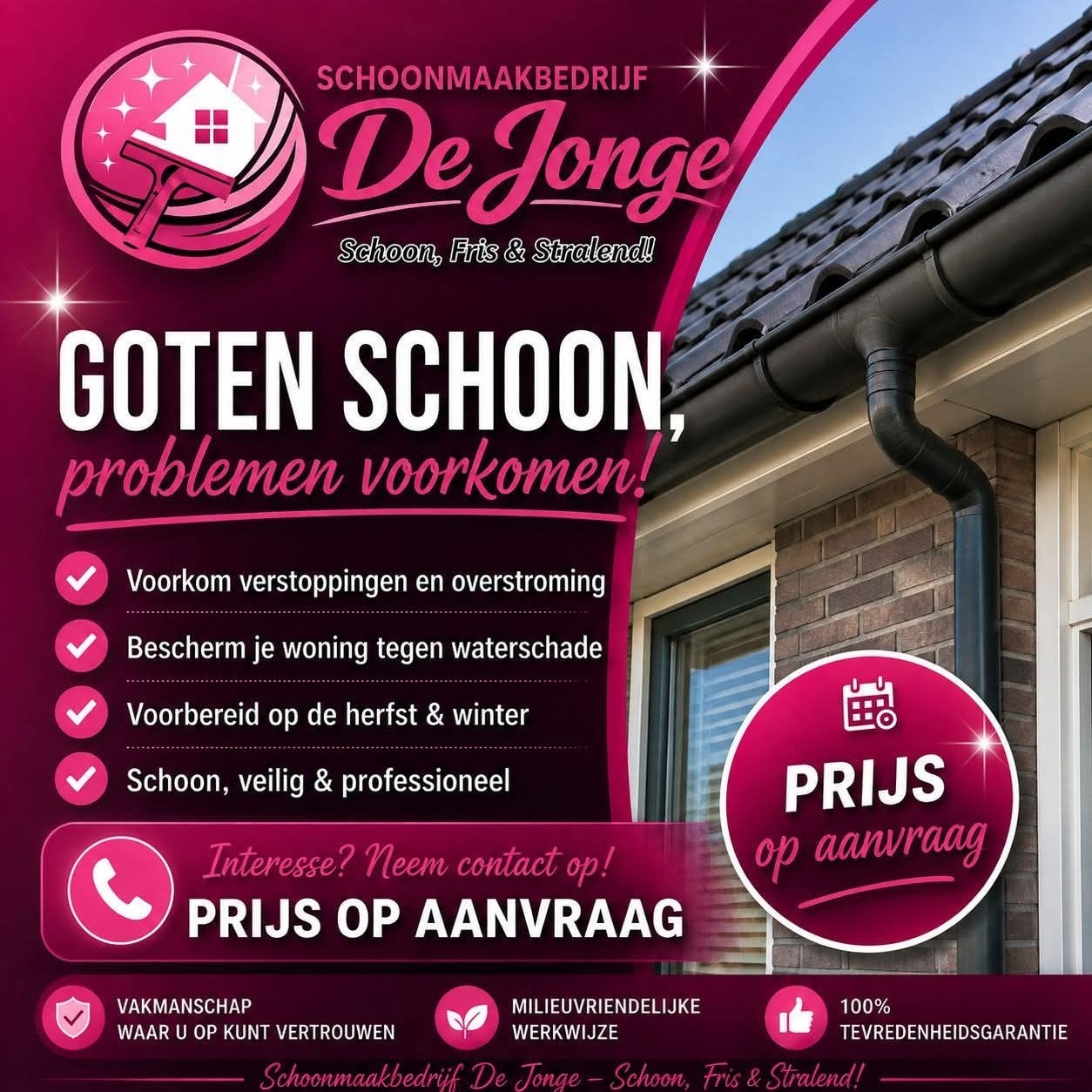 schoonmaakbedrijf de jonge, Glazenwassen binnen