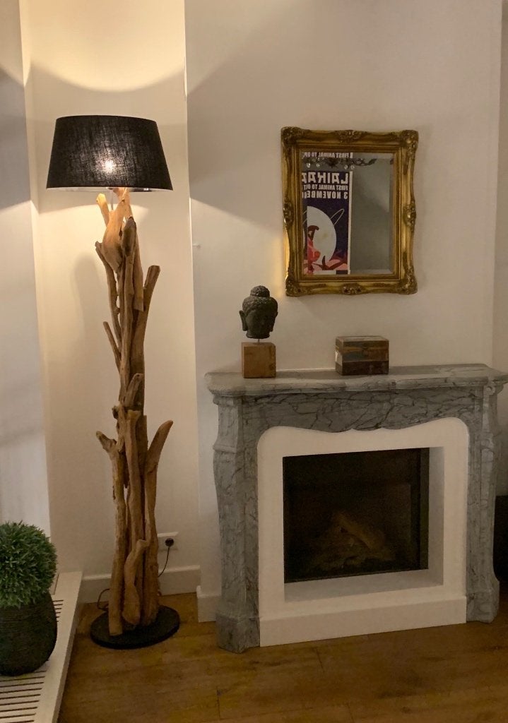 Vloerlamp, Huis en Inrichting, Lampen | Vloerlampen, Ophalen of Verzenden, Zo goed als nieuw, Hout, 150 tot 200 cm