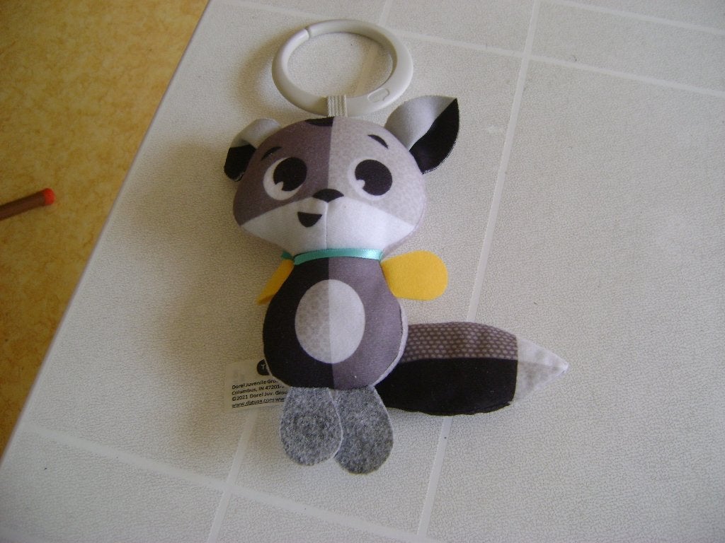 tiny love rammel dieren speeltje met ring 18cm grijs/zwart/w, Ophalen of Verzenden, Zo goed als nieuw, Overige typen, Met geluid