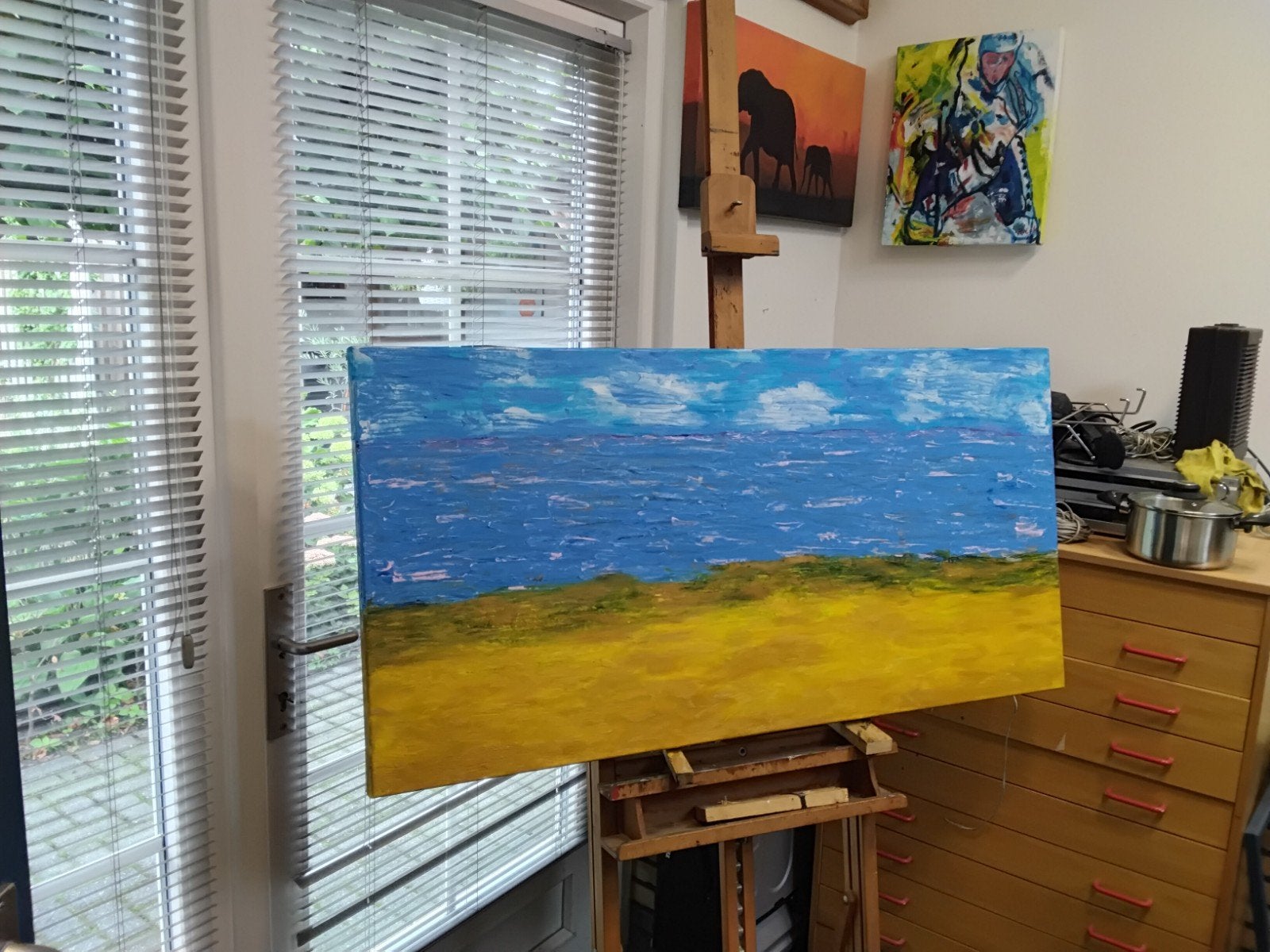 apstract olieverf schilderij zeezicht., Ophalen of Verzenden