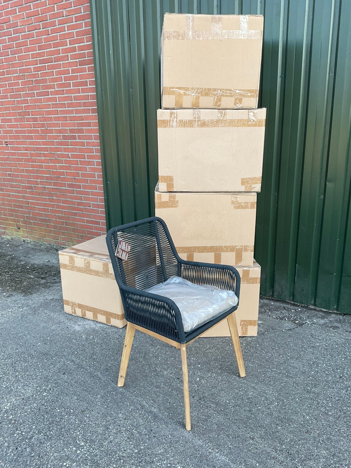 6 nieuwe tuinstoelen met rope draad bekleding, Ophalen, Zo goed als nieuw, Aluminium