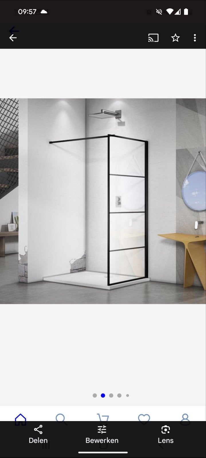 Diamond Line Collins Inloopdouchewand 120x200 Mat Zwart, Ophalen, Nieuw