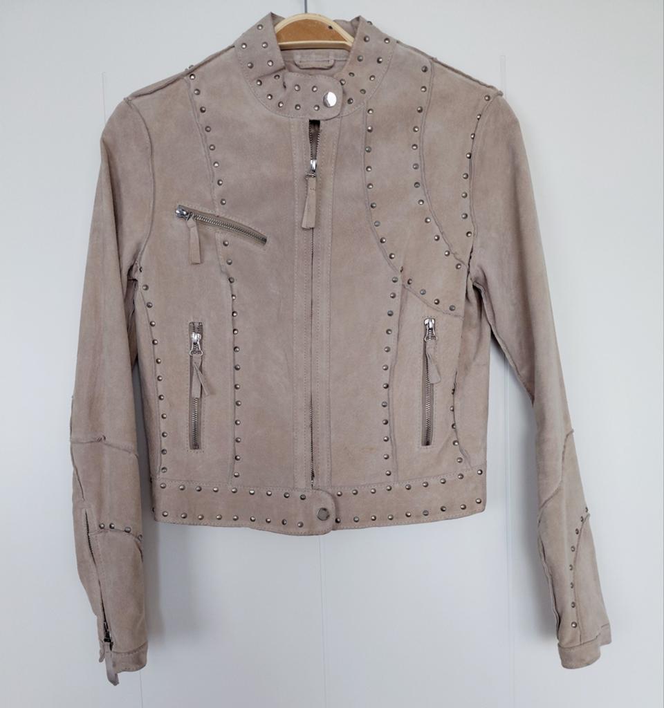 Sao Paulo beige suède jasje jack maat S, Beige, Ophalen of Verzenden, Zo goed als nieuw, Maat 36 (S)